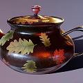 Decorative Daily Use Teapot With Colorful Leaf Patterns And Vintage Design