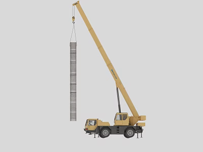 XCMG Heavy Duty Truck Crane Lifting Steel Reinforcement Cage With Extended Boom 3d model