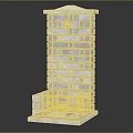 White Brick Vertical Garden Ornament with Faucet and Square Base Structure
