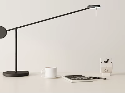 Minimalist Decorative Ornament Set With Table Lamp White Cup Magazine Pen And Clock 3d model