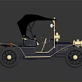 Classic Dark Blue Vintage Car With Black Top Gold Accents And Retro Headlights
