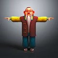 Cartoon Elderly Man Character With Long White Beard Red Yellow Coat Blue Pants Outstretched Arms
