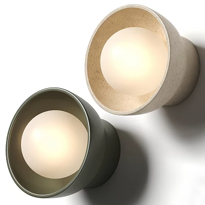 Modern Wall Sconces With Two Tone Cylindrical Body And Spherical Light Bulb Design 3d model