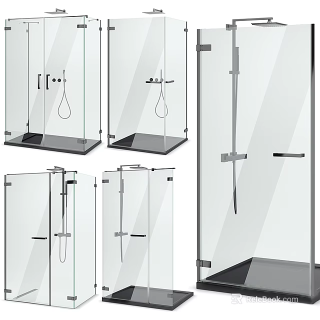 Modern Shower Sauna Glass Enclosure Designs With Stainless Steel Fittings And Handles 3d model 
