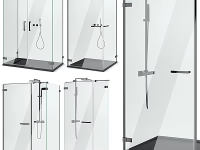 Modern Shower Sauna Glass Enclosure Designs With Stainless Steel Fittings And Handles 3d model