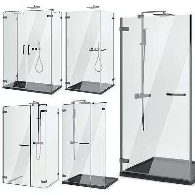 Modern Shower Sauna Glass Enclosure Designs With Stainless Steel Fittings And Handles 3d model