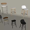Modern Bar Chair Bar Stool Bar Table Chair High Stool Backrest Rattan Bar Chair Leisure Chair Without Armrest 3d model