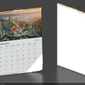 2024 February Desk Calendar With Thai Temple Wat Rong Khun Canvas Back Spiral Bound
