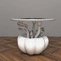 Coffee Table With Pink Pumpkin Shaped Base Green Curved Supports And White Round Top