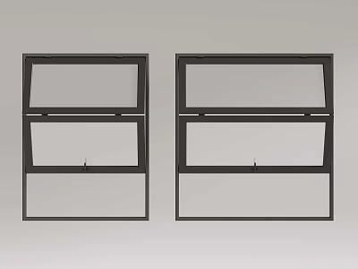 Modern Residential Black Frame Windows With Double Pane Glass And Symmetrical Design 3d model