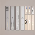 Modern Switch Panels With Digital Display Buttons And Icons In Gray Beige 3d model