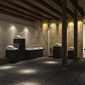 Traditional Chinese Tobacco And Alcohol Store Interior With Wooden Shelves And Product Displays