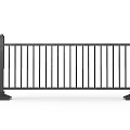 Municipal Road Guardrail Black Metal Design With Vertical Rails And Stable Posts