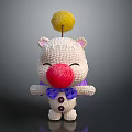 Cute White Plush Doll With Red Nose Yellow Top Ball And Purple Bow Tie