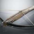 Ancient Crossbow Historical Weapon With Wooden Body Bowstring And Metal Parts