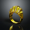 Elegant Gold Ring With Sparkling Diamonds And Curved Design Details