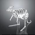 White Mechanical Kangaroo Skeleton Model With Intricate Mechanical Components Design 3d model