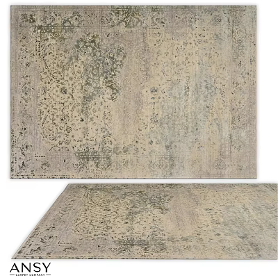 Vintage Square Carpet With Elegant Distressed Pattern In Beige And Gray Tones 3d model