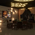 Tsingtao Bar Interior Featuring Warm Lighting Wooden Stools And Shelves Full Of Bottles