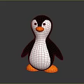 Toy Penguin Character With Black White Body Orange Beak And Feet On Dark Background