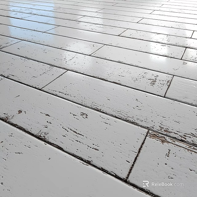Vintage White Wooden Floor Planks Neatly Arranged With Worn Texture And Shiny Surface 3d model 