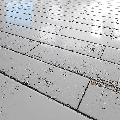 Vintage White Wooden Floor Planks Neatly Arranged With Worn Texture And Shiny Surface 3d model