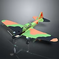 Detailed Vintage Military Airplane Model With Camouflage Green Orange Black Paint And Red Star Tail
