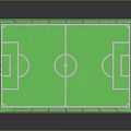 Football Field With Green Turf Enclosed Fence And White Field Markings