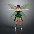Game And Movie Fairy Character With Green Wings Purple Hair And Wand