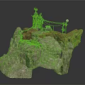 Industrial Rock Structure Setup With Tower Equipment Cables And Monitoring Devices