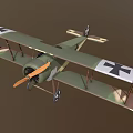 Vintage Military Biplane Fighter Plane With Cross Insignia And Camouflage