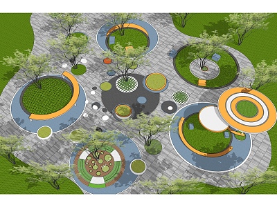 Modern Park Round Park Landscape Seat Planting Pool Pocket Park Leisure Gallery Rack Stone Bench 3d model