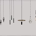 Modern Minimalist Pendant Lights Hanging on White Wall with Various Designs Different Shapes and Materials