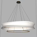 Elegant Modern White Circular Two Tiered Chandelier Hanging From Ceiling 3d model