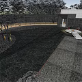 Garden Landscape Design Featuring Curved Stone Pathway Trees And Modern Architecture