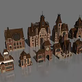 European Style Architecture With Various Classic Buildings Towers Spires And Arched Doors