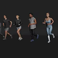 Group of Diverse People Running Together in Casual Active Sportswear Outfits