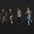 2024 Modern Sports Running Men and Women Multi-person Model Characters 3d model