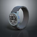 Modern Digital Watch For Everyday Use With Gray Strap And Clear 3d model