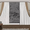Elegant Curtains For Arched Window With Sheer Layers And Tree View In Room