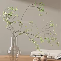 Decorative Clear Glass Vase With Green Leafy Branches For Minimalist Indoor Home Decor