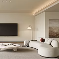 Modern Living Room Interior Design With Sofa Coffee Table Floor Lamp And Plants