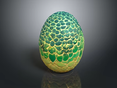 Mystical Creature Egg With Green Yellow Scaled Pattern And Textured Surface 3d model