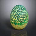 Mystical Creature Egg With Green Yellow Scaled Pattern And Textured Surface 3d model