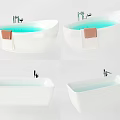 White Bathtub Designs With Oval And Rectangular Shapes Faucet And Towel