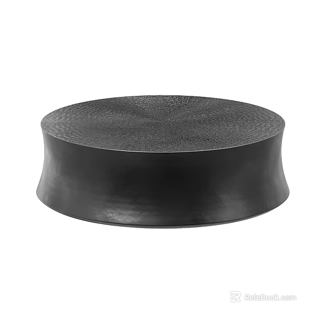 Modern Round Black Coffee Table With Textured Surface And Minimalist Design 3d model
