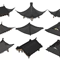 Chinese-style Eaves Combined Building Roof Ancient Building Component Roof Component Door Head 3d model