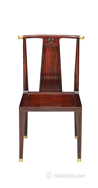 Dark Solid Wood Dining Chair With Streamlined Backrest And Sleek Seat Design 3d model