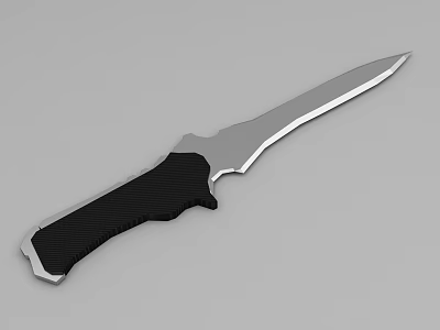 Modern Kitchen Knife With Silver Sharp Blade And Black Textured Handle 3d model
