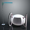 Smart Machine With White Spherical Body And Green Extended Mechanical Arm